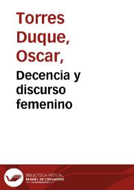 Decencia y discurso femenino | Biblioteca Virtual Miguel de Cervantes