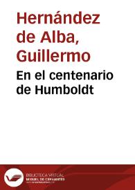 En el centenario de Humboldt | Biblioteca Virtual Miguel de Cervantes