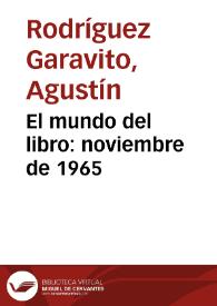 El mundo del libro: noviembre de 1965 | Biblioteca Virtual Miguel de Cervantes