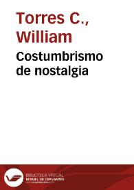 Costumbrismo de nostalgia | Biblioteca Virtual Miguel de Cervantes
