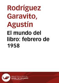 El mundo del libro: febrero de 1958 | Biblioteca Virtual Miguel de Cervantes
