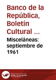 Misceláneas: septiembre de 1961 | Biblioteca Virtual Miguel de Cervantes