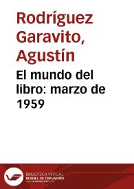 El mundo del libro: marzo de 1959 | Biblioteca Virtual Miguel de Cervantes