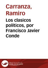 Los clasicos políticos, por Francisco Javier Conde | Biblioteca Virtual Miguel de Cervantes