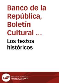Los textos históricos | Biblioteca Virtual Miguel de Cervantes