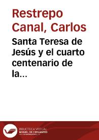 Santa Teresa de Jesús y el cuarto centenario de la reforma carmelitana | Biblioteca Virtual Miguel de Cervantes