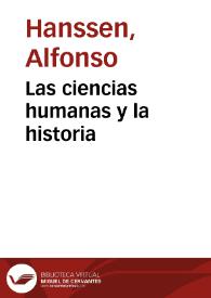 Las ciencias humanas y la historia | Biblioteca Virtual Miguel de Cervantes