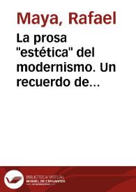 La prosa "estética" del modernismo. Un recuerdo de Ventura García Calderón | Biblioteca Virtual Miguel de Cervantes