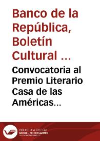 Convocatoria al Premio Literario Casa de las Américas 2004 | Biblioteca Virtual Miguel de Cervantes