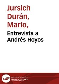 Entrevista a Andrés Hoyos | Biblioteca Virtual Miguel de Cervantes