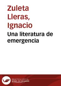 Una literatura de emergencia | Biblioteca Virtual Miguel de Cervantes