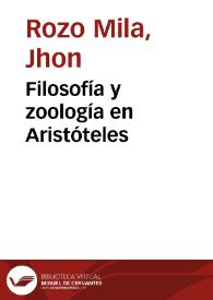 Filosofía y zoología en Aristóteles | Biblioteca Virtual Miguel de Cervantes