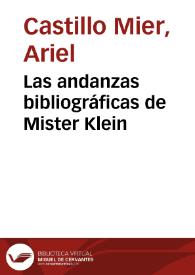 Las andanzas bibliográficas de Mister Klein | Biblioteca Virtual Miguel de Cervantes