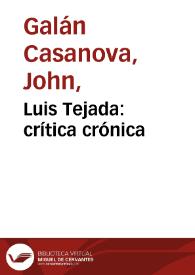 Luis Tejada: crítica crónica | Biblioteca Virtual Miguel de Cervantes
