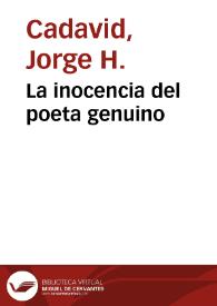 La inocencia del poeta genuino | Biblioteca Virtual Miguel de Cervantes