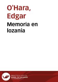 Memoria en lozanía | Biblioteca Virtual Miguel de Cervantes