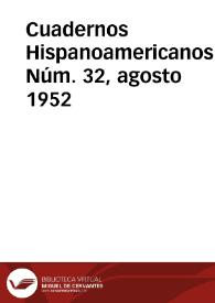 Cuadernos Hispanoamericanos. Núm. 32, agosto 1952 | Biblioteca Virtual Miguel de Cervantes