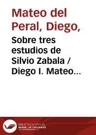 Sobre tres estudios de Silvio Zabala / Diego I. Mateo del Peral | Biblioteca Virtual Miguel de Cervantes