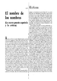 El nombre de los nombres : (La nueva poesía española y la crítica) / Juan Malpartida | Biblioteca Virtual Miguel de Cervantes