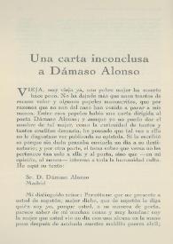 Una carta inconclusa a Dámaso Alonso / Pedro Laín Entralgo | Biblioteca Virtual Miguel de Cervantes