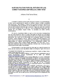 Nuevas pautas para el estudio de las Constituciones españolas (1808-1978) / Antonio-Filiu Franco Pérez  | Biblioteca Virtual Miguel de Cervantes