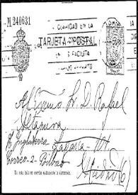 Tarjeta postal de José Deleito a Rafael Altamira. Valencia, 22 de diciembre de 1923 | Biblioteca Virtual Miguel de Cervantes
