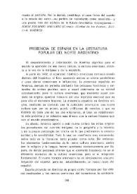 Presencia de España en la literatura popular del norte argentino / Carmen Valderrey | Biblioteca Virtual Miguel de Cervantes