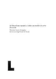 El liberalismo español e Italia: un modelo de corta duración / Vittorio Scotti Douglas | Biblioteca Virtual Miguel de Cervantes