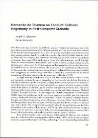 Hernando de Talavera on Conduct: Cultural Hegemony in Post-Conquest Granada / Mark D. Johnston | Biblioteca Virtual Miguel de Cervantes