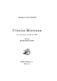 Crónica mexicana : escrita hacia el año de 1598 / Hernando Alvarado Tezozómoc ; notas de Manuel Orozco y Berra | Biblioteca Virtual Miguel de Cervantes