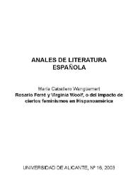 Rosario Ferré y Virginia Woolf, o del impacto de ciertos feminismos en Hispanoamérica / María Caballero Wangüemert | Biblioteca Virtual Miguel de Cervantes