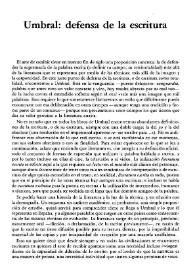 Umbral: defensa de la escritura / Eduardo Haro Tecglen | Biblioteca Virtual Miguel de Cervantes