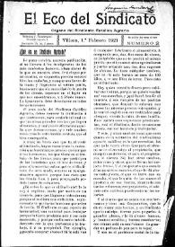 El Eco del Sindicato : órgano del Sindicato Católico Agrario (Villena) | Biblioteca Virtual Miguel de Cervantes