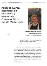 Poner el cuerpo: escenarios de resistencia y memoria en "Conversación al sur", de Marta Traba / Marcela Crespo Buiturón | Biblioteca Virtual Miguel de Cervantes