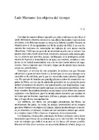 Luis Marsans: los objetos del tiempo / C. A. | Biblioteca Virtual Miguel de Cervantes