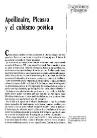 Apollinaire, Picasso y el cubismo poético / Blas Matamoro | Biblioteca Virtual Miguel de Cervantes