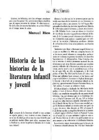 Historia de las historias de la literatura infantil y juvenil / Carmen Bravo-Villasante | Biblioteca Virtual Miguel de Cervantes