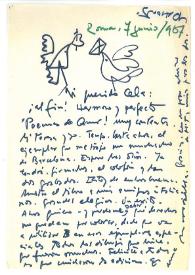 Carta de Rafael Alberti a Camilo José Cela. Roma, 7 de junio de 1967
 | Biblioteca Virtual Miguel de Cervantes