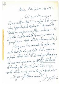 Carta de Jorge Guillén a Camilo José Cela. Roma, 2 de junio de 1960
 | Biblioteca Virtual Miguel de Cervantes