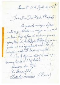Carta de Jorge Guillén a José María Llompart. Recanati, 21 de agosto de 1960
 | Biblioteca Virtual Miguel de Cervantes