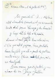 Carta de Jorge Guillén a Camilo José Cela. Orleans, 8 de julio de 1963
 | Biblioteca Virtual Miguel de Cervantes