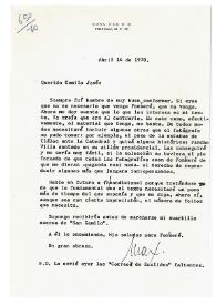 Carta de Max Aub a Camilo José Cela. México, 14 de abril de 1970 | Biblioteca Virtual Miguel de Cervantes
