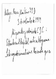 Carta de Jorge Guillén a Camilo José Cela. Málaga, 3 de septiembre de 1977
 | Biblioteca Virtual Miguel de Cervantes