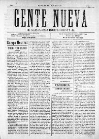 Gente Nueva : Semanario independiente (Elche). Año I, núm. 4, 12 de julio de 1903 | Biblioteca Virtual Miguel de Cervantes
