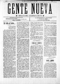 Gente Nueva : Semanario independiente (Elche). Año I, núm. 11, 30 de agosto de 1903 | Biblioteca Virtual Miguel de Cervantes