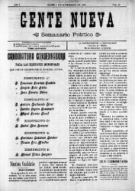 Gente Nueva : Semanario independiente (Elche). Año I, núm. 20, 1 de noviembre de 1903 | Biblioteca Virtual Miguel de Cervantes