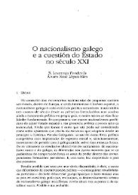 O nacionalismo galego e a cuestión do Estado no século XXI  / B. Lourenço Fondevila, Álvaro Xosé López Mira | Biblioteca Virtual Miguel de Cervantes