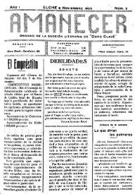 Amanecer : órgano de la sección literaria de "Coro Clavé" (Elche). Núm. 2, 8 de noviembre de 1925 | Biblioteca Virtual Miguel de Cervantes