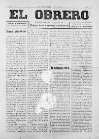 El Obrero: Periódico Independiente, Defensor de los Intereses de la Clase Obrera. Núm. 2, 25 de junio de 1905 | Biblioteca Virtual Miguel de Cervantes