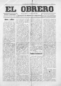 El Obrero: Periódico Independiente, Defensor de los Intereses de la Clase Obrera. Núm. 10, 19 de agosto de 1905 | Biblioteca Virtual Miguel de Cervantes